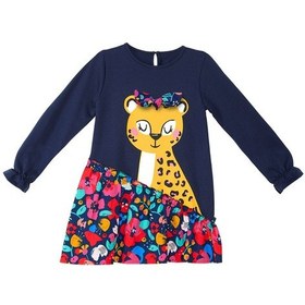 Resim Denokids Mshb&g Süslü Leopar Çiçekli Lacivert Kız Çocuk Elbise Lacivert 