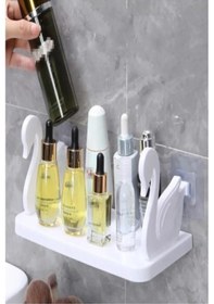 Resim Kuğu Tasarımlı Kendinden Yapışkanlı Pratik Raf 1 Adet Siyah 