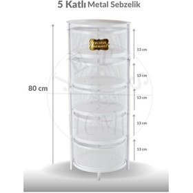 Resim 5 Katlı Sebzelik Açılır Metal Patates Soğan Sepeti Paslanmaz Meyvelik Organizer Sepet Beyaz Beyaz 