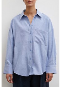 Resim Never More Robalı Klasik Gömlek İndigo 