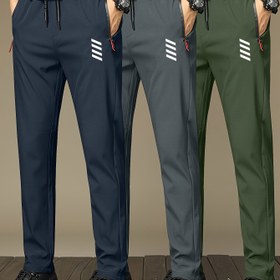 Resim 3 adet Erkek Modası Rahat Jogger Pantolon, Fermuarlı Cep Detaylarıyla Şık Baskılı Tasarım, Yaz Sporları ve Rahat Giyim İçin Uygun Nefes Alabilen ve Hafif Kumaştan Yapılmıştır, Mükemmel Hediye Seçeneği. Modern Atletik Giyim, Pratik Cep Tasarımı ile Tüm Mevsimler İçin Uygun 