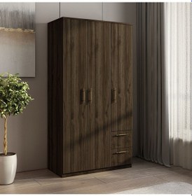 Resim Merlin 3 Kapaklı, Çekmeceli, Raflı Gardırop, Yatak Odası Dolap, Elbise Dolabı İstanbul Ceviz - 172 Cm / İstanbul Ceviz 