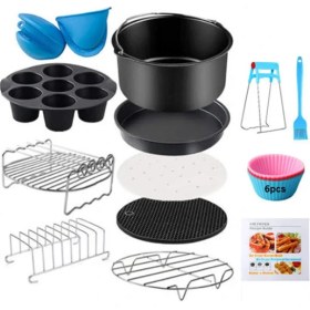 Resim Yuandong 13 Parça 8 Inç (20cm) Yui / Xiaomi / Philips / Kumtel Uyumlu Air Fryer Aksesuarları Set - Siyah (Yurt Dışından) 