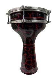 Resim Vatan Darbuka 5 Numara Çatlak Boyalı Siyah - Kırmızı Desenli 