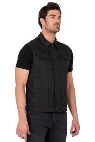 Resim The Biker Jeans Black Iron Vest Motosiklet Yeleği Erkek 