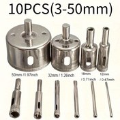 Resim 10 adet 3Mm -50Mm Elmas Kaplı Delik Testere Çekirdek Matkap Uçları Seramik Karolar, Mermer, Cam ve Seramikler için. 1/Set Hazır 