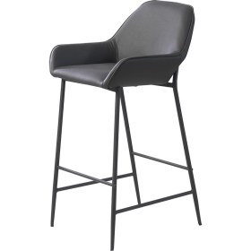 Resim Pi Sandalye Lorin Ada Mutfak ve Bar Sandalyesi - Bar Taburesi - Suni Deri - Metal Siyah Ayak 