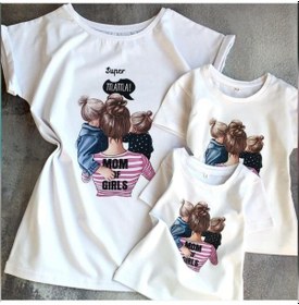 Resim Modavals Anneler Günü Tasarımı Di̇ji̇tal Baskılı Anne Çocuk Tshirtleri̇ Çok Renkli 