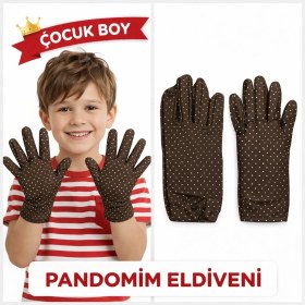Resim NessiWorld Çocuk Boy Pandomim Eldiveni Beyaz Puantiyeli Kahve Renk Gösteri Eldiveni 23 Nisan 19 Mayıs 