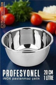 Resim Inox Kase - 20 Cm 1 Litre Karıştırma Kabı Profesyonel 304 Paslanmaz Çelik 