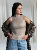 Resim Mınsmo Dik Yakalı Ribana Kumaş Crop Top 275508109 Açık Pembe 