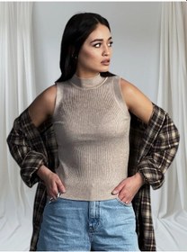 Resim Mınsmo Dik Yakalı Ribana Kumaş Crop Top 275508109 Açık Pembe 