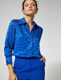 Resim Saten Gömlek Baklava Desenli 