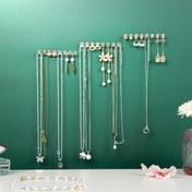 Resim 3/6/12/18 adet Duvara Monte Takı Depolama Rafı, Basit Şeffaf Küpe Kolye Zinciri Tutucu, Parlatılmış Plastik Dikdörtgen, Ev İçin, Sevgililer Günü Hediyesi, Asılı Takı Organizatörleri 