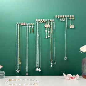 Resim 3/6/12/18 adet Duvara Monte Takı Depolama Rafı, Basit Şeffaf Küpe Kolye Zinciri Tutucu, Parlatılmış Plastik Dikdörtgen, Ev İçin, Sevgililer Günü Hediyesi, Asılı Takı Organizatörleri 