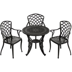 Resim İstanbul Yuvarlak Masa Ø75 3 Lü Hitit Sandalye Siyah 