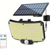 Resim 234 LED Güneş Enerjili PIR Hareket Sensörlü Solar Aydınlatma, Uzaktan Kumandalı, IP65 Su Geçirmez, 120° Işık Açısı, 3 Modlu, Yarı Gömme Montaj, Alacakaranlık'tan Şafağa Aydınlatma, Bahçe Veranda Garaj Patio Avlu İçin Dış Mekan Güvenlik Aydınlatması 
