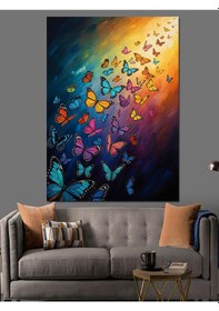 Resim Ahşap Tablo Kırmızı Ve Turuncu Yapraklı Ağaç 