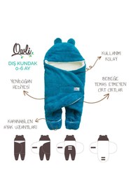 Resim Owli Dış Kundak 0-6 Ay Turkuaz 