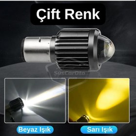 Resim Otomobil Araç Motosiklet Mercekli Far Ampulü Led Far Çift Renk Sarı-beyaz Csp Led Lamba Delici Yayıcı Uzun Kısa 1 LED Far 44309851 