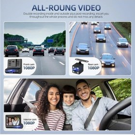 Resim Createtech 3 Kameralar Araba Dvr 1080p Arabalar Için 4.0 Inç Dash Cam Video Kaydedicisi Otomatik Front Inside 64g, Güvenli Kamera Sistemi 