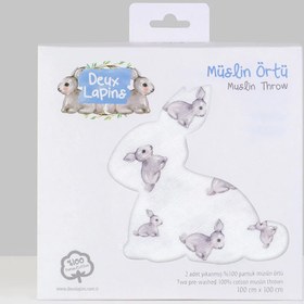 Resim 2’li Müslin Bebek Örtüsü - Iconique Lapin ve Endless Blue - 100x100 cm 