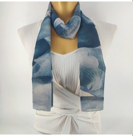 Resim Paredora Taş Desenli İndigo Uzun Fular Çok Renkli 