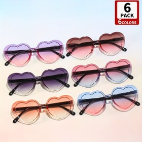 Resim 6 Çift Çok Renkli Aşk Şekilli Gözlük Erkek ve Kız Çocuklar İçin - Kişiselleştirilmiş, Pratik ve Moda Dekoratif Gözlükler - Partiler, Mezuniyet Günü Parti Malzemeleri, Sevimli Gözlükler, Yüksek Kaliteli PC Malzemesinden Yapılmış 