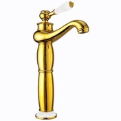 Resim Fause Yüksek Çanak Rustik Lavabo Bataryası Vintage Altın Ksl100-G 