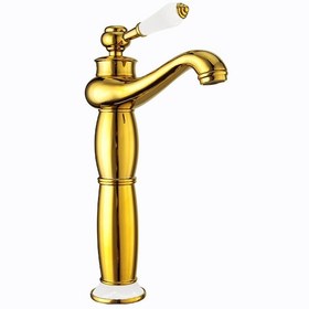 Resim Fause Yüksek Çanak Rustik Lavabo Bataryası Vintage Altın Ksl100-G 