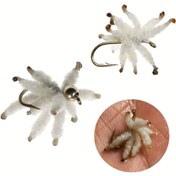 Resim 6 adet Beyaz Küme Maggot Uçan Balık Yemi - Barbless Karbon Çelik saç tokası, Tavşan Balığı, Karayılan - İdeal Böcek Yemi, Tavşan Balığı Yemleri | Doğal Görünümlü Yem | Dayanıklı Balık Kançaları, Uçan Balık Ekipmanı 