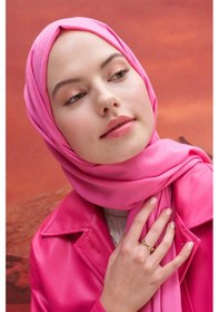 Resim Carell Kare Desen Modal Jakar Şal Koyu Pembe Çok Renkli 