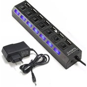 Resim 7 Port Usb Hub Çoklayıcı Çoğaltıcı Onoff Düğmeli Işıklı Adaptörlü (518962660) 