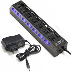 Resim 7 Port Usb Hub Çoklayıcı Çoğaltıcı Onoff Düğmeli Işıklı Adaptörlü (518962660) 