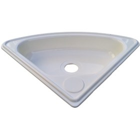 Resim Üçgen Evye Lavabo. Tekne Evyesi. Karavan Evyesi. Beyaz 30x30cm 