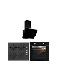 Resim Silverline BO65E1B01 - CS5343B01 - 3490 OSLO Siyah Cam Ankastre Set 