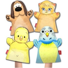 Resim 4 Parça Tox Sevimli Dostlarımız Keçe El Kukla Set , Eğitici Oyuncak 