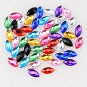 Resim 150 adet 0.6*1.2cm Düz Arka At Göz Şekli Akrilik Rhinestone Boncuklar Bezel Tepsisi Pendentif Sihirli Takı Aksesuarları DIY El Sanatları, Kolye, Bileklik, Küpe Yapımı için 