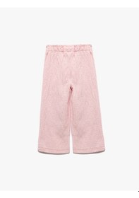 Resim Koton Beli Lastikli Dokulu Ekoseli Geniş Paça Pantolon Pembe Ekose 5smg40020aw Pembe Ekoseli Pembe 