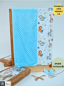 Resim Nohut Desenli %100 Pamuklu Çift Katlı Bebek Battaniyesi 85x85 Cm Kız/erkek Kundak & Mevsimlik Örtü Mavi 
