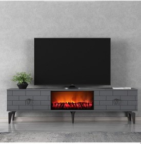 Resim Varna Tv Sehpası Şömineli Alt Modül Antrasit-antrasit 