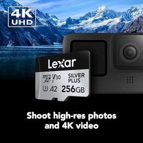 Resim 256 GB Profesyonel Silver Plus Microsdxc Hafıza Kartı W/sd Adaptör, Uhs-I, C10, U3, V30, Full-Hd ve 4K Video, 205/150 Mb/s'ye Kadar Okuma/yazma, Videografçılar, Oyuncular (LMSSIPL256G-BNANU) 