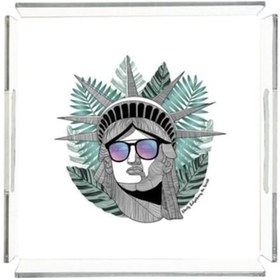 Resim The Statue Of Liberty Pleksi Tepsi - 25x25cm 