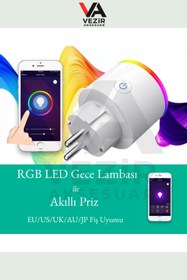 Resim Vezir Aksesuar Fulltech Akıllı Priz – RGB Işıklı, Wi-Fi Kontrollü, 3680W, TUYA App Destekli Uzaktan Kontrol 