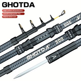 Resim GHOTDA Karbon Fiber Spinning Olta Kamışı 210-450 (210/240/270/300/360/450) - Yüksek Hassasiyetli Büyük Kılavuz Halka & Hareketli Makara Yuvası, Orta Güçlü Hafif Seyahat Kamışı Tuzlu/Su Tatlı Su Avı ve Atış İçin, Dayanıklı Outdoor Balıkçılık Ekipmanı Yetişkinler İçin, Pürüzsüz Kullanım 