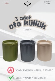 Resim LİGROUND IXORA 3 ADET Oto Küllük Çok Amaçlı Söndürmeden At Küllük Çizgi Desenli Bahçe Balkon Küllük 