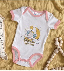 Resim Bk Kids Kişiye Özel Pembe Bebek Body Zıbın - Model 131 Çok Renkli 