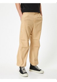 Resim Koton Oversize Paraşüt Pantolon Kargo Cep Detaylı Bej 4sam40051hw Ekru 