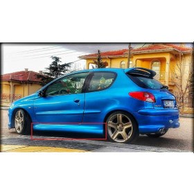 Resim Peugeot 206 Yan Marşpiyel Takımı - Plastik - Parlak Siyah 