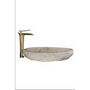 Resim Sipahi Marble Traverten Oval Tasarım Damla Lavabo 